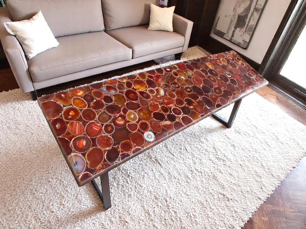 Red Agate Table Top : Natural Stone Elegance for Your Space